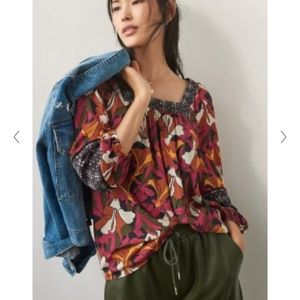 Daniel Raiin Square Neck Blouse Boho Womens Small